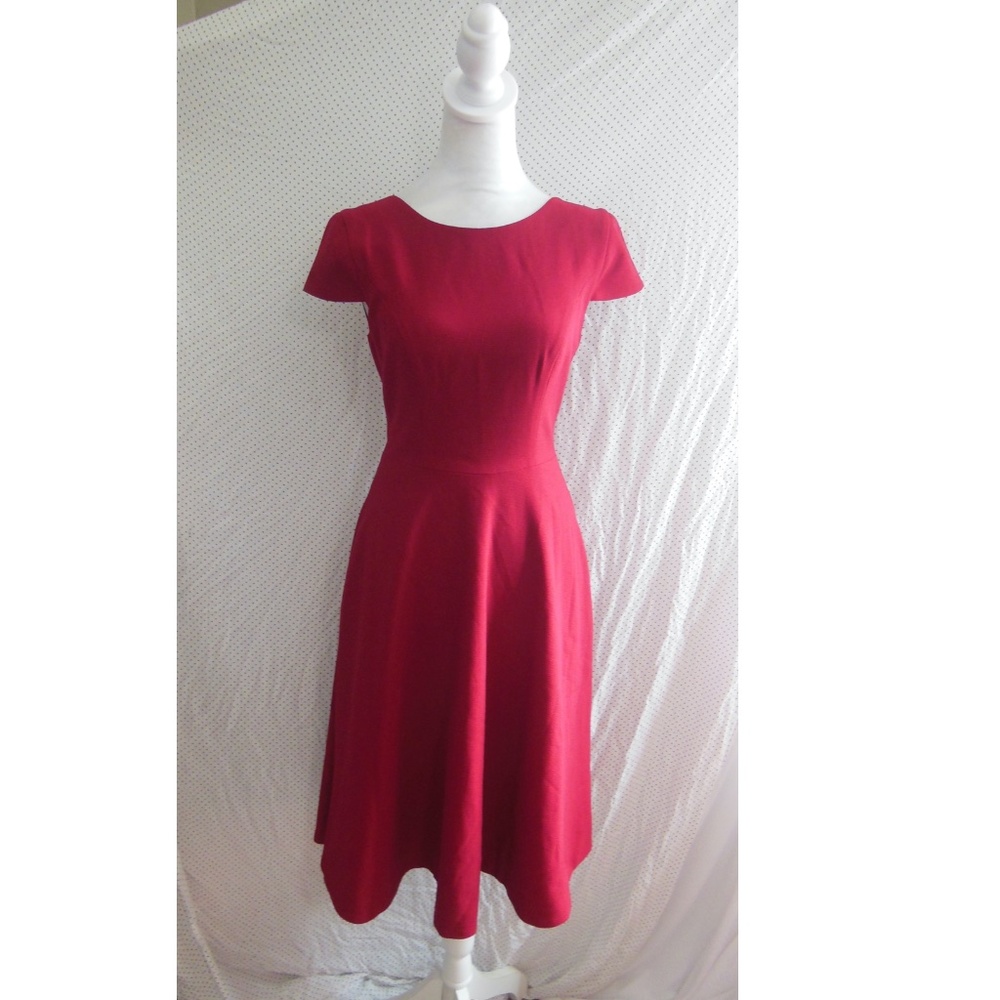 NEW DRESS THE POPULATION Livia GARNET Red Fit & Flare MIDI Cocktail DRESS S - Picture 4 of 14